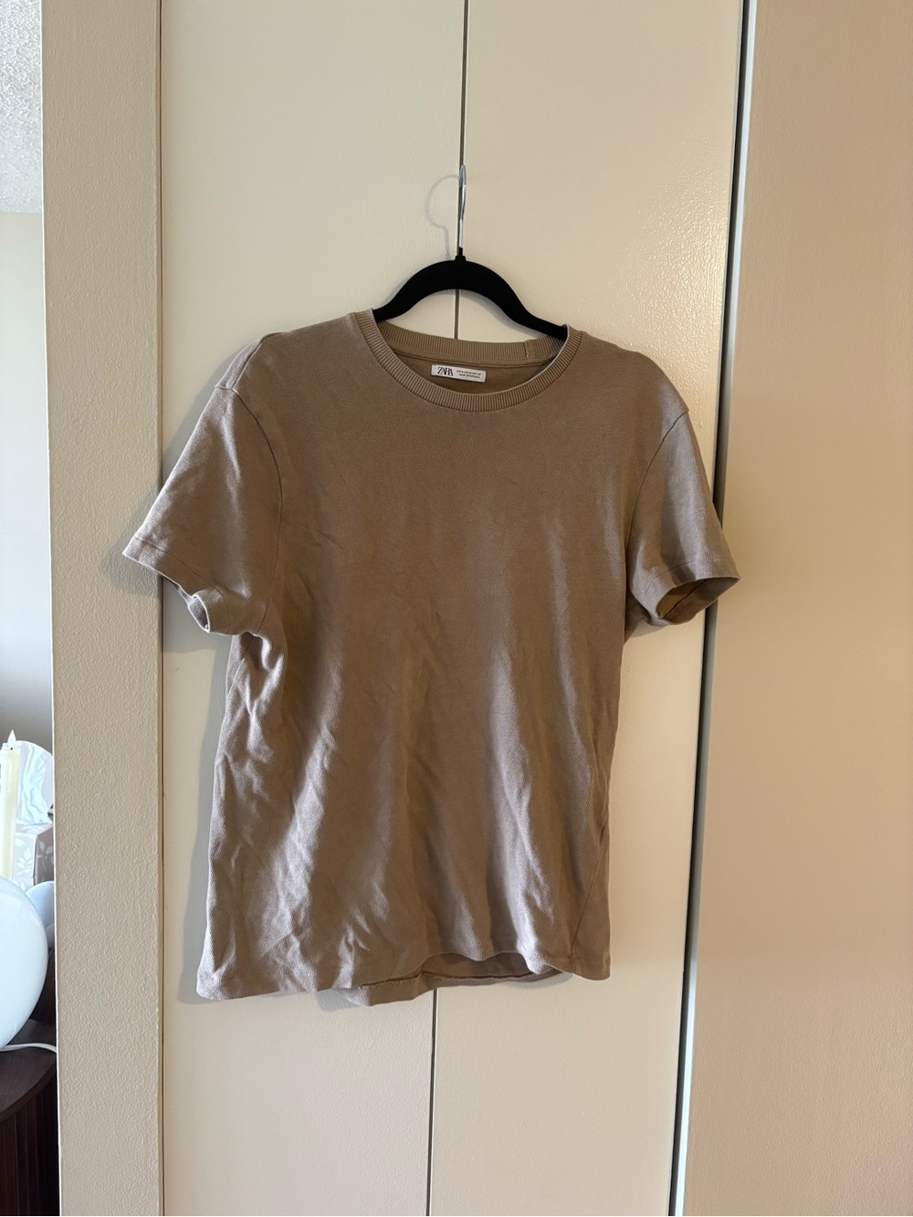 Zara Men Taupe Crew Neck Short Sleeve Tee